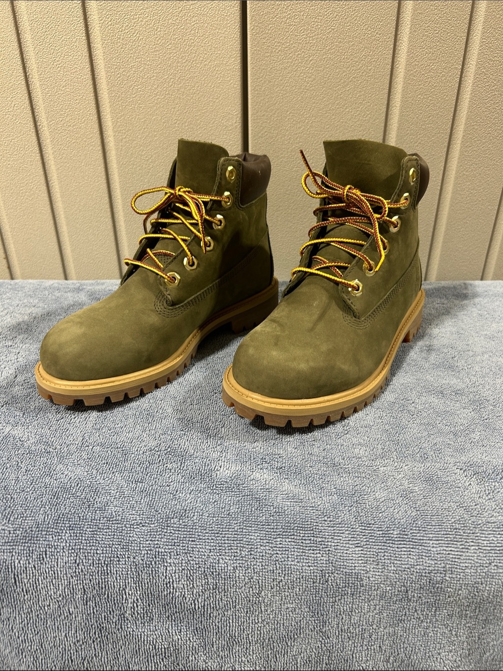 Timberland Olive Green Suede Kids' Lace-Up Work Boots